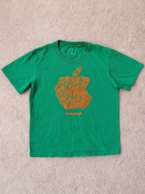 Apple Green Short Sleeve Tee with Orange Apple Graphic